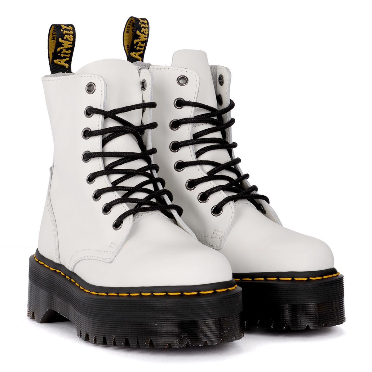 Dr. Martens Dr. Martens Jadon White Leather Ankle Boots With Maxi Sole ...
