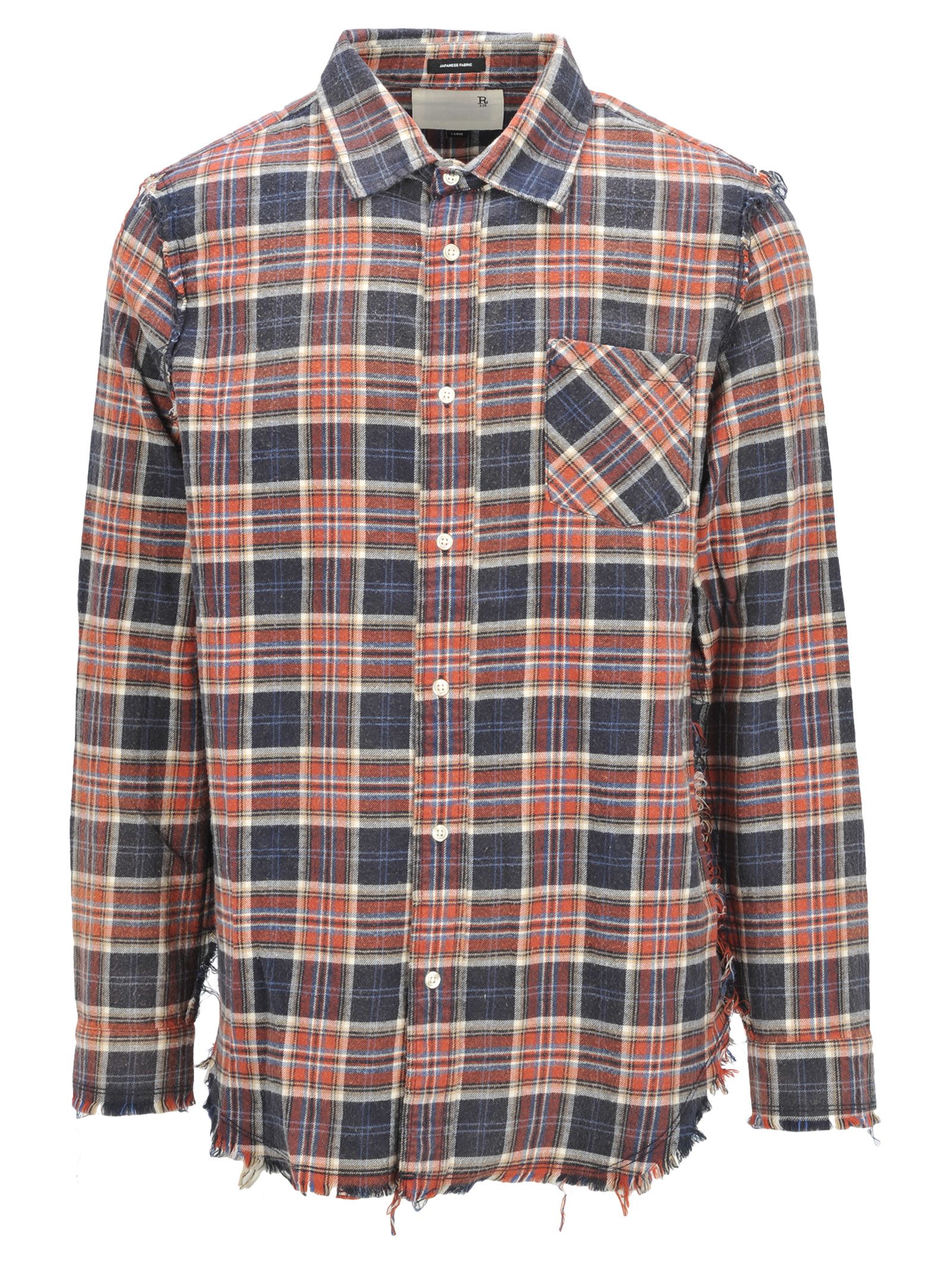 R13 - Frayed Plaid Shirt In Blue Red | ModeSens