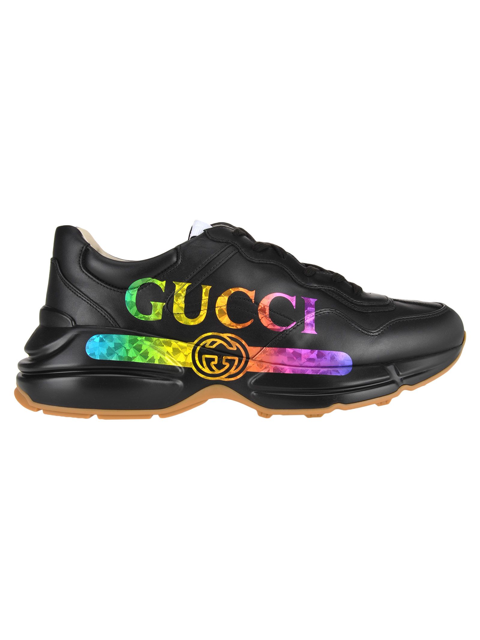 Gucci Gucci Rhyton Leather Sneaker With Gucci Logo - BLACK - 10967971 ...