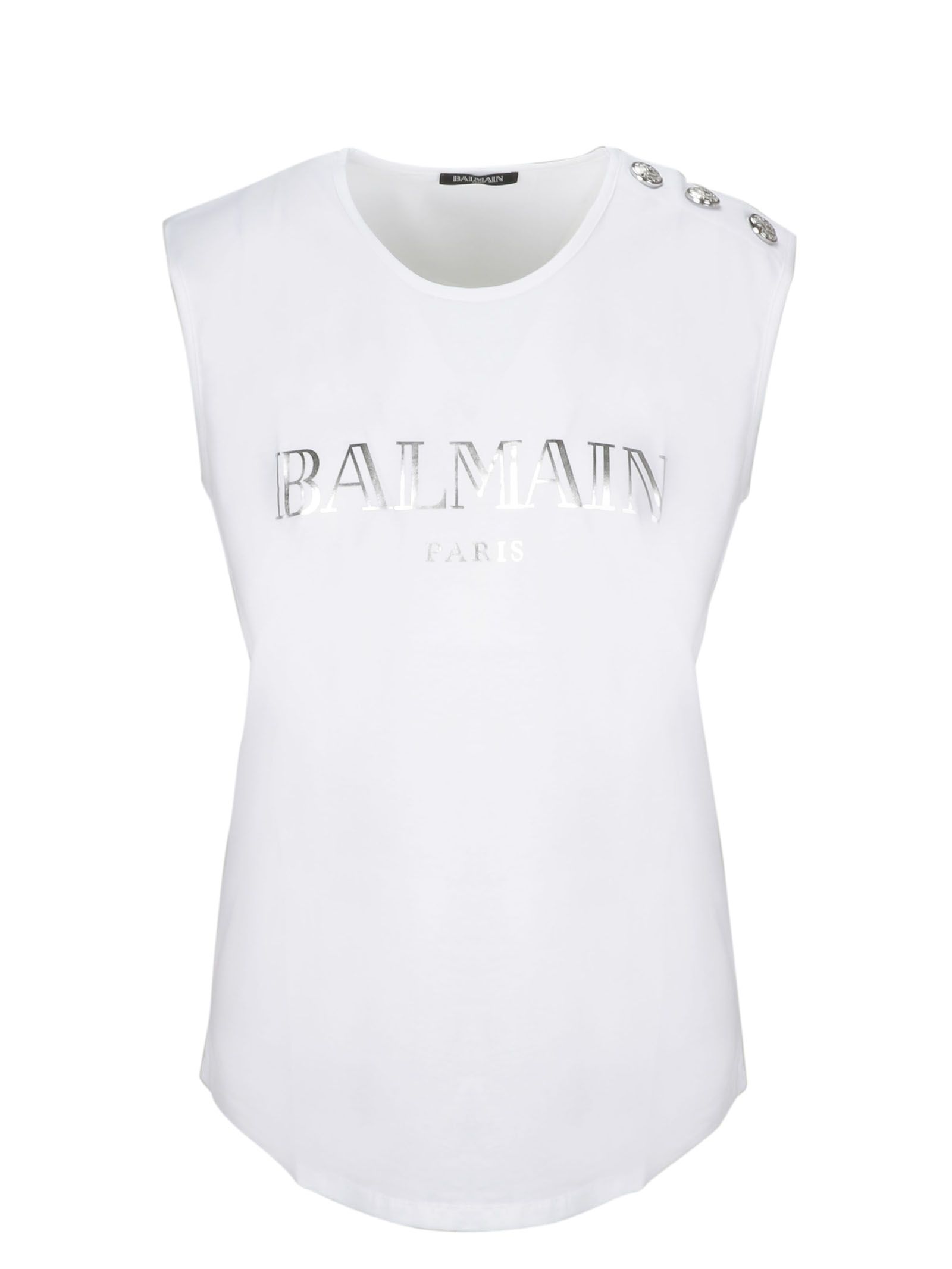 Balmain Balmain Short Sleeve T-Shirt - Gac Blanc Argent - 10966199 ...