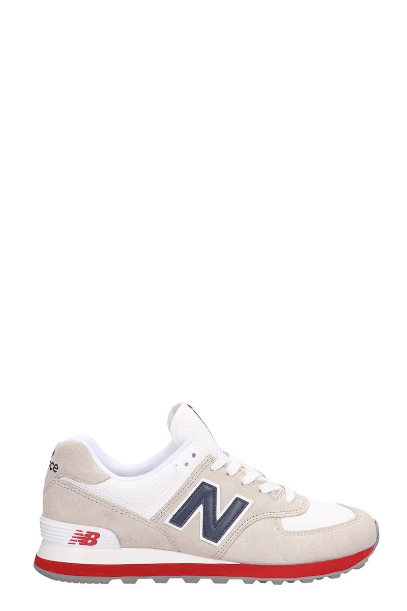 new balance white suede and canvas 574 sneakers