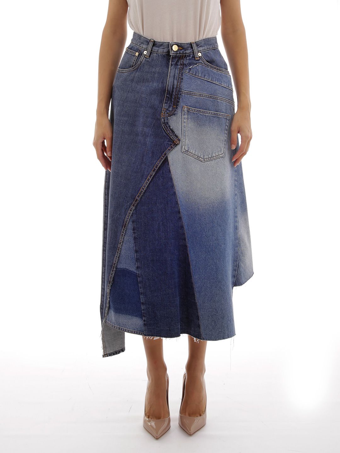 Loewe Loewe Skirt Blue Denim Patchwork - Blue - 10723353 | italist