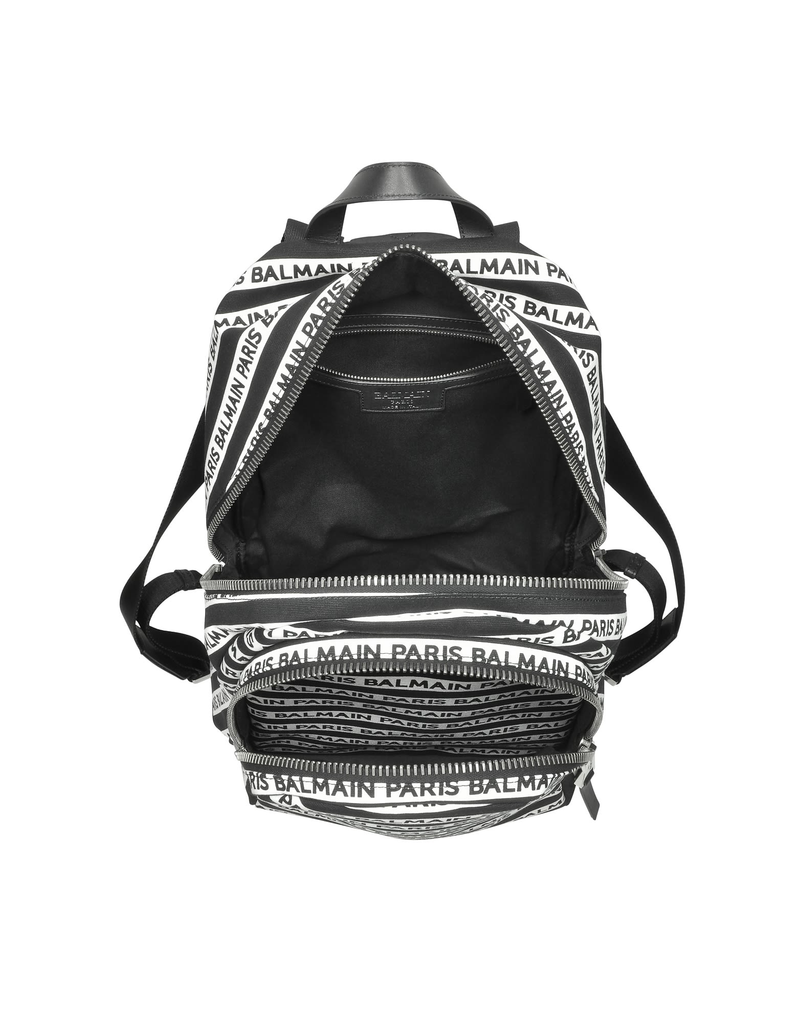 Balmain Balmain Striped Canvas Logo Men&#39;s Small Urban Backpack - Black / White - 10851192 | italist