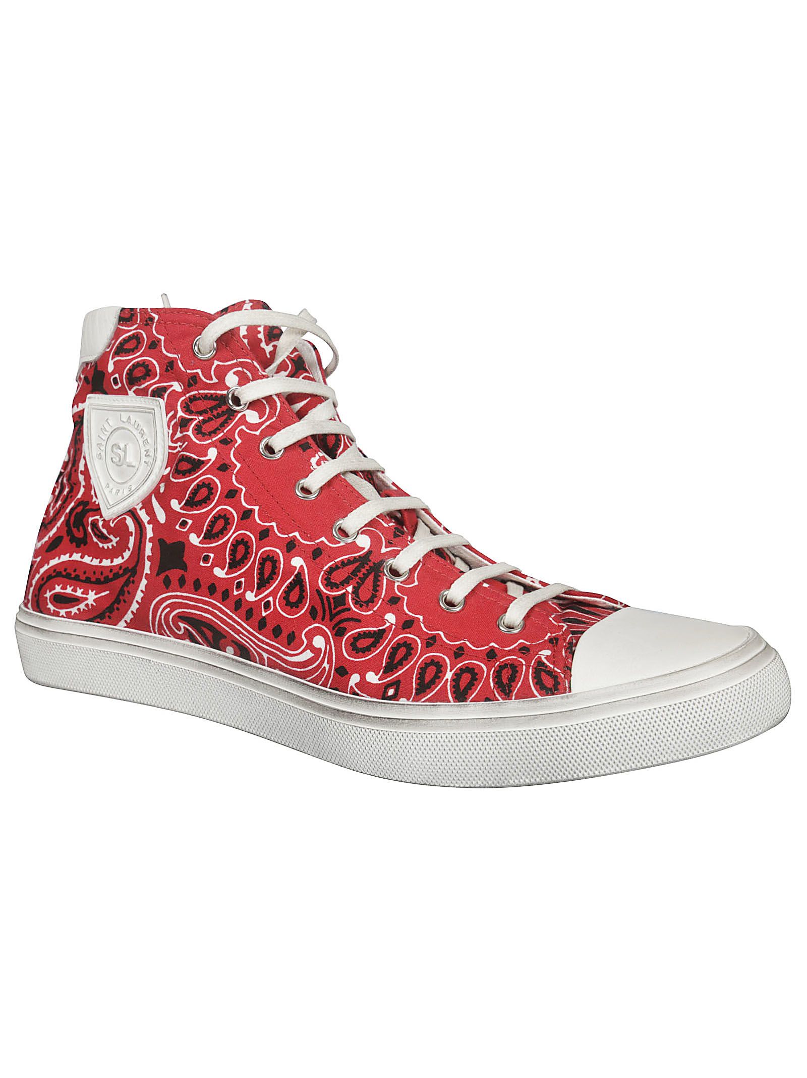 Saint Laurent Saint Laurent Bandana Print Hitop Sneakers Red/White