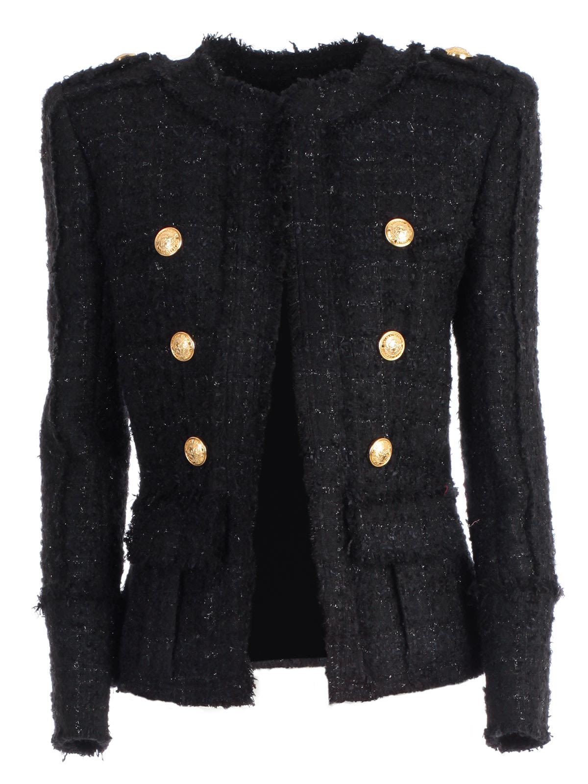 Balmain Balmain Double Breasted Tweed Jacket - Opa Black - 10812352 