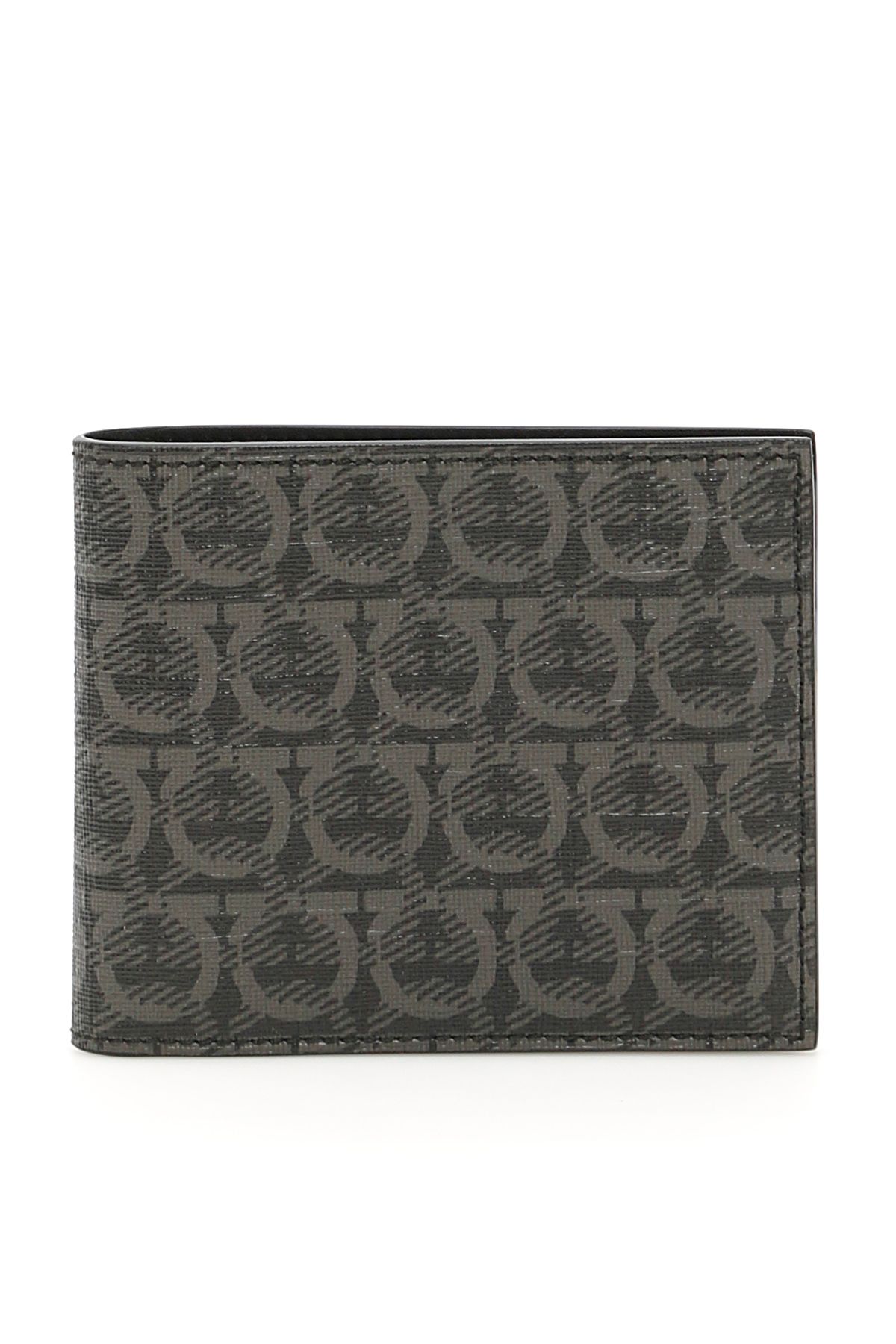Click to view more detailed imagery on our partner's website Salvatore Ferragamo Double Gancio Wallet In Nero Grigio (Black)