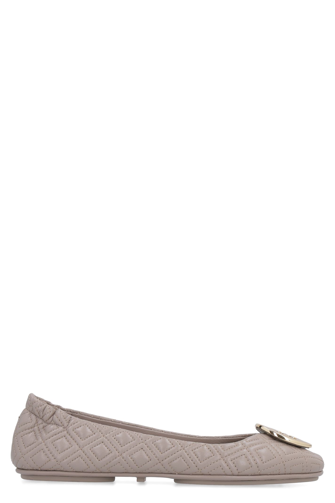 Click to view more detailed imagery on our partner's website Tory Burch Minnie Leather Travel Ballet Flats In Grey