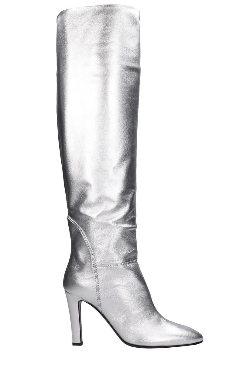 silver leather boots