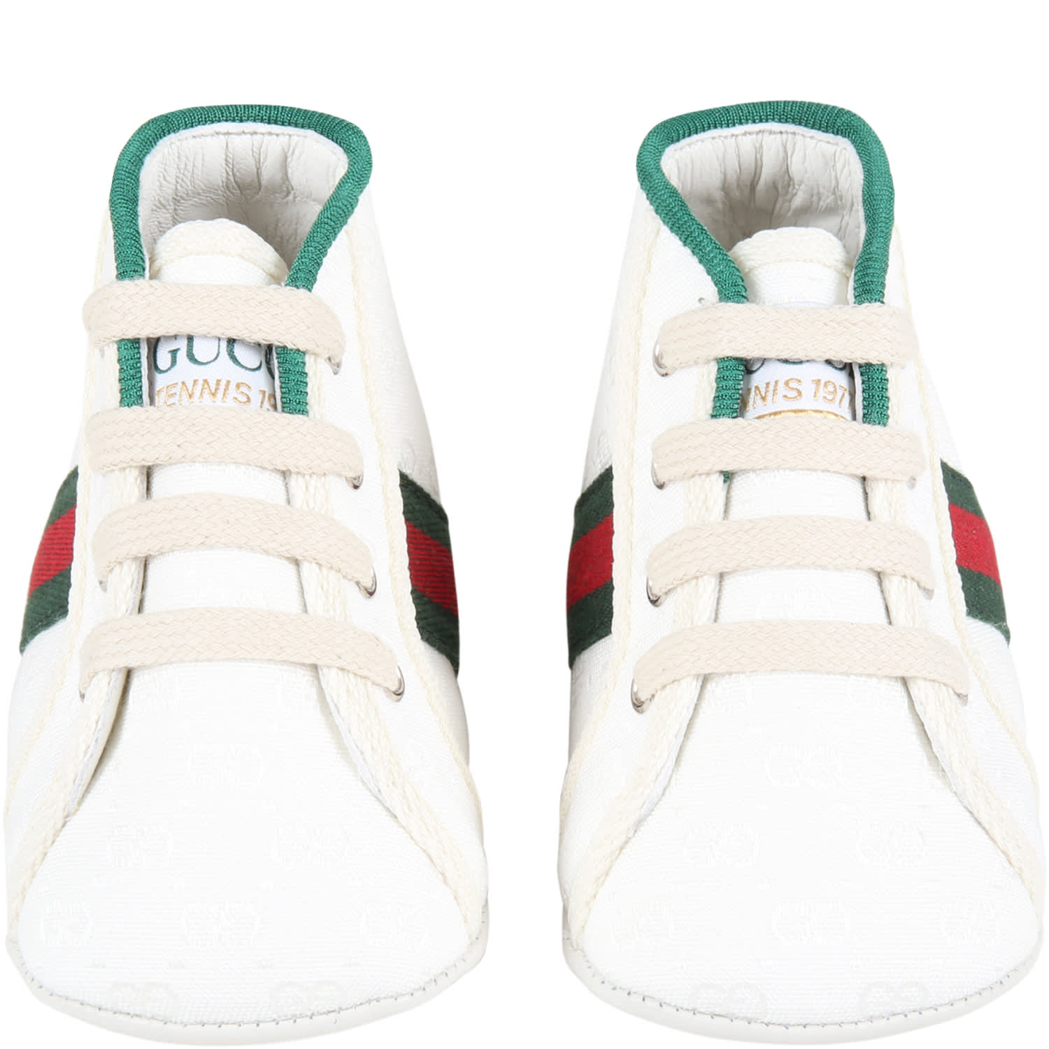 Gucci White Sneakers For Baby Kids With Double Gg Niab