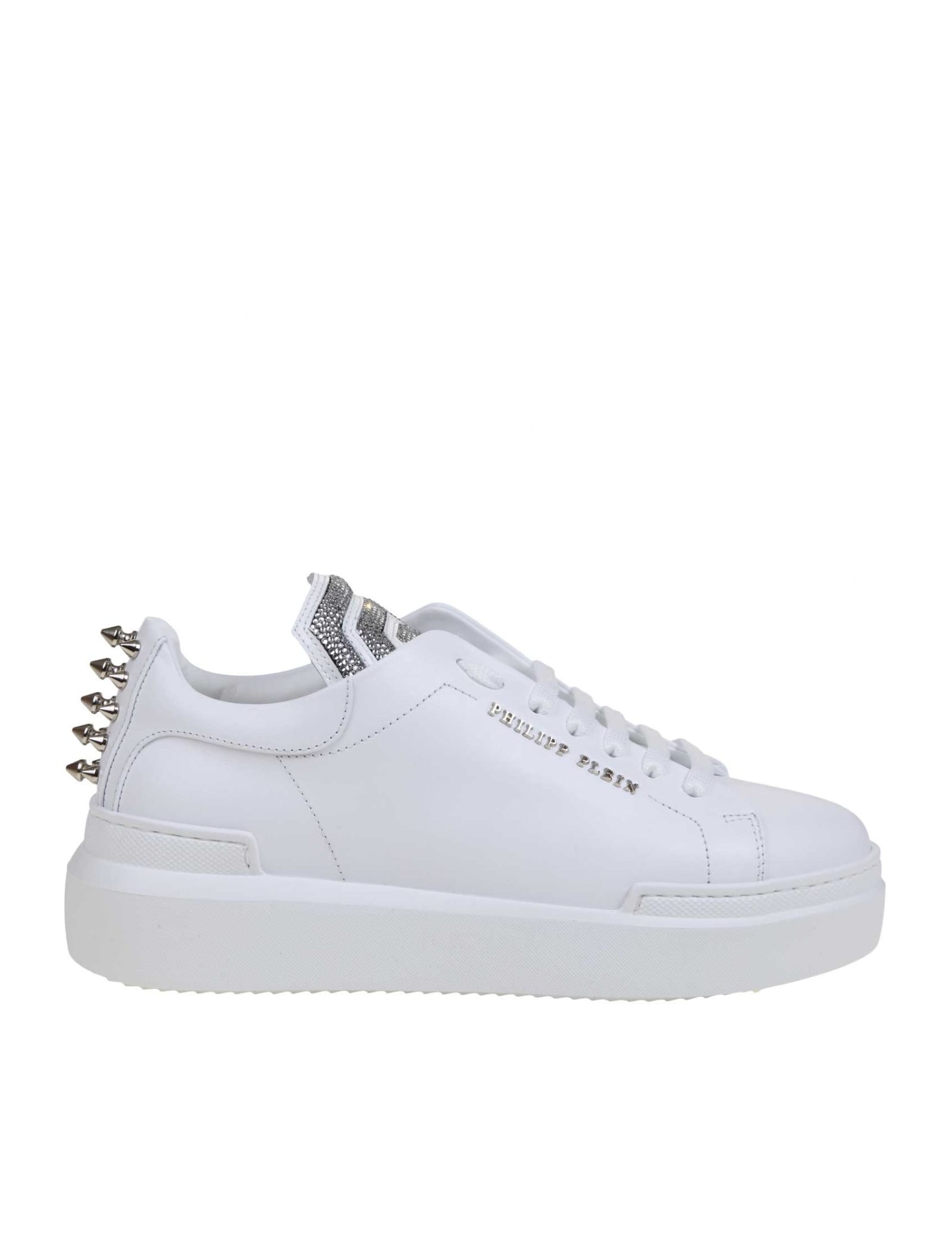 Philipp Plein Lo-top Statement Sneakers In White Leather | italist