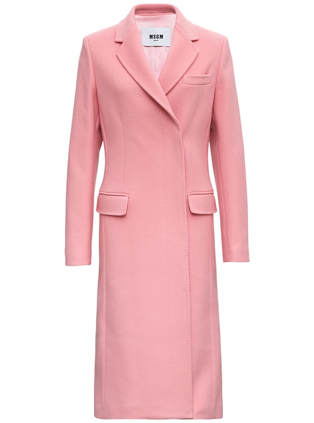 pink wool long coat