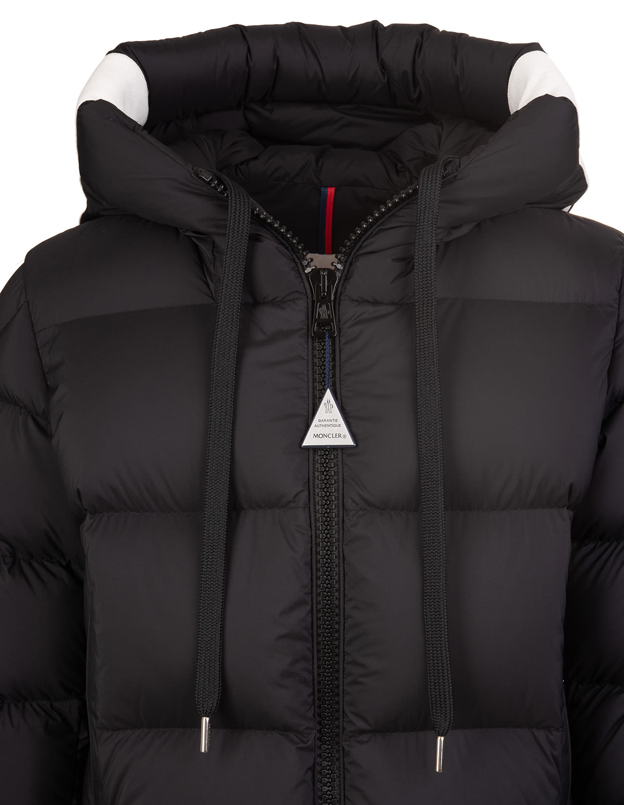 moncler black coat with white writing