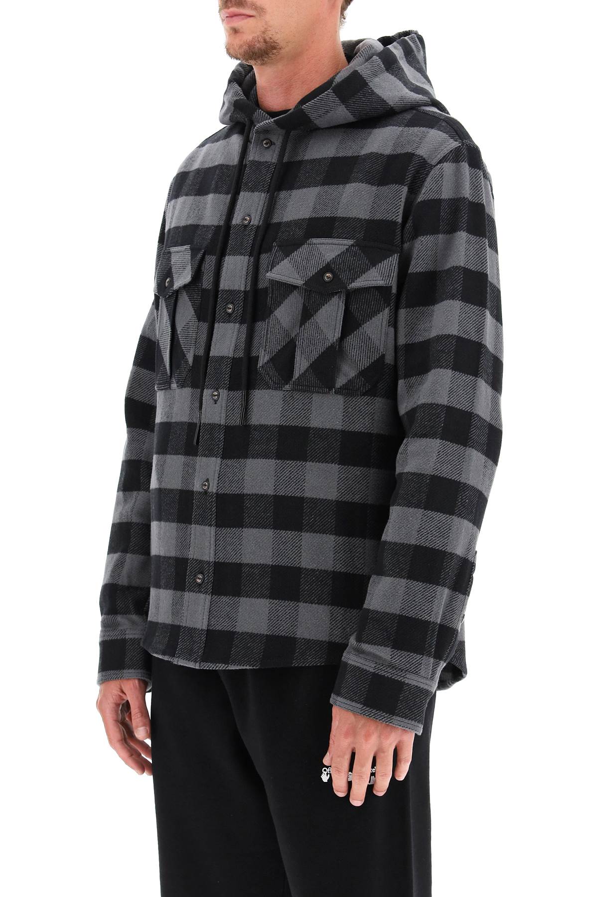 off white hooded flannel