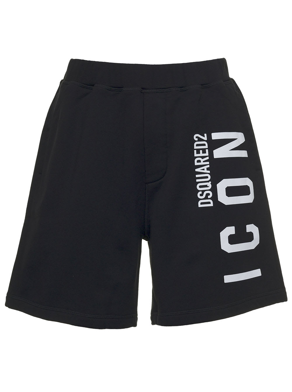 Black Jersey Shorts With Logo Print