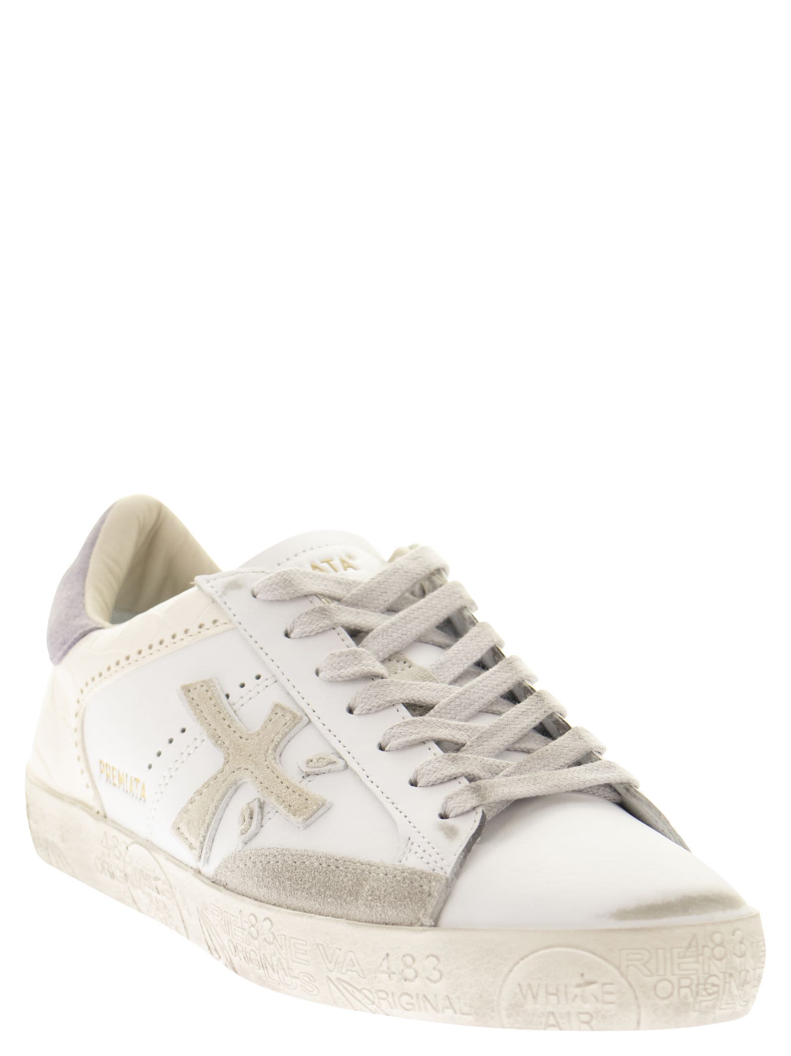 Premiata Spring Summer 2021 stevend 4715 used effect sneakers in white -  STEVEND4716