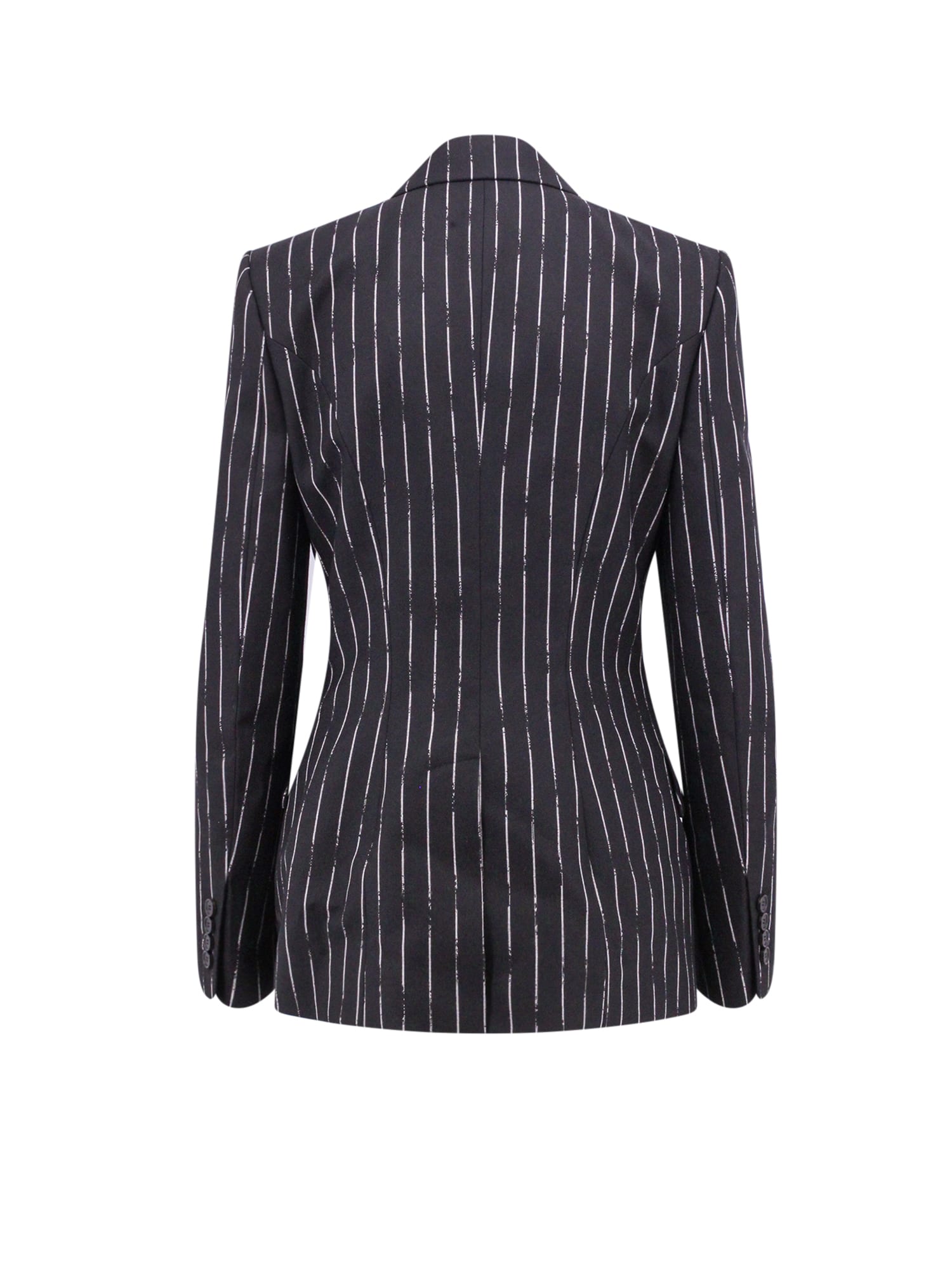 Alexander Mcqueen Pinstripe Tailored Jacket With Double-breasted Front In Black