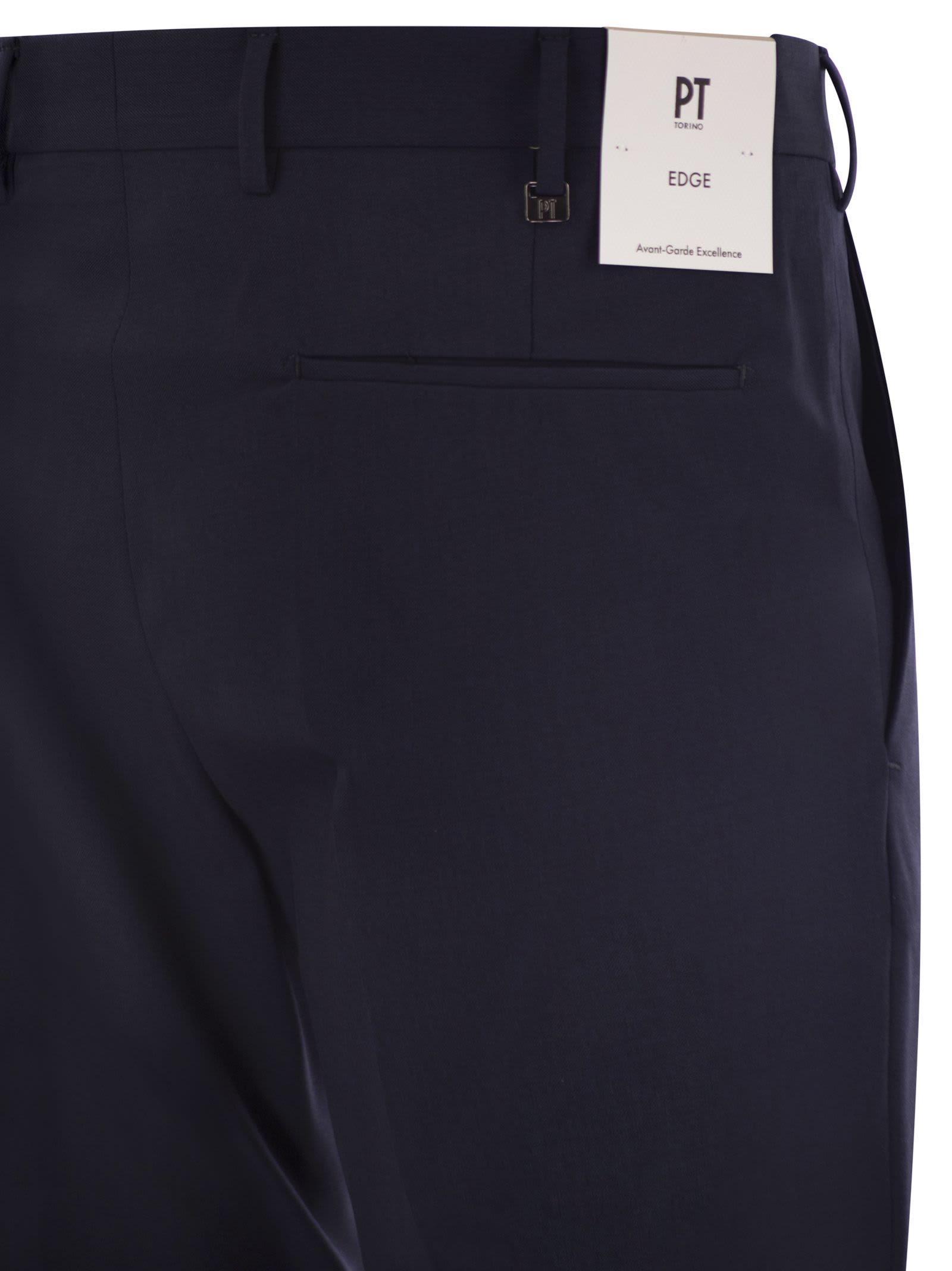 Pt Torino Dieci Stretch Virgin Wool Trousers In Blue