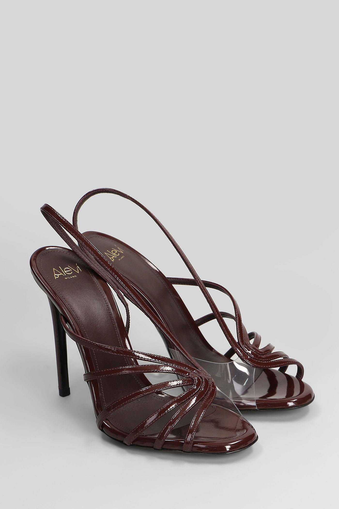 Alevì Star 110 Sandals In Bordeaux Patent Leather In Brown