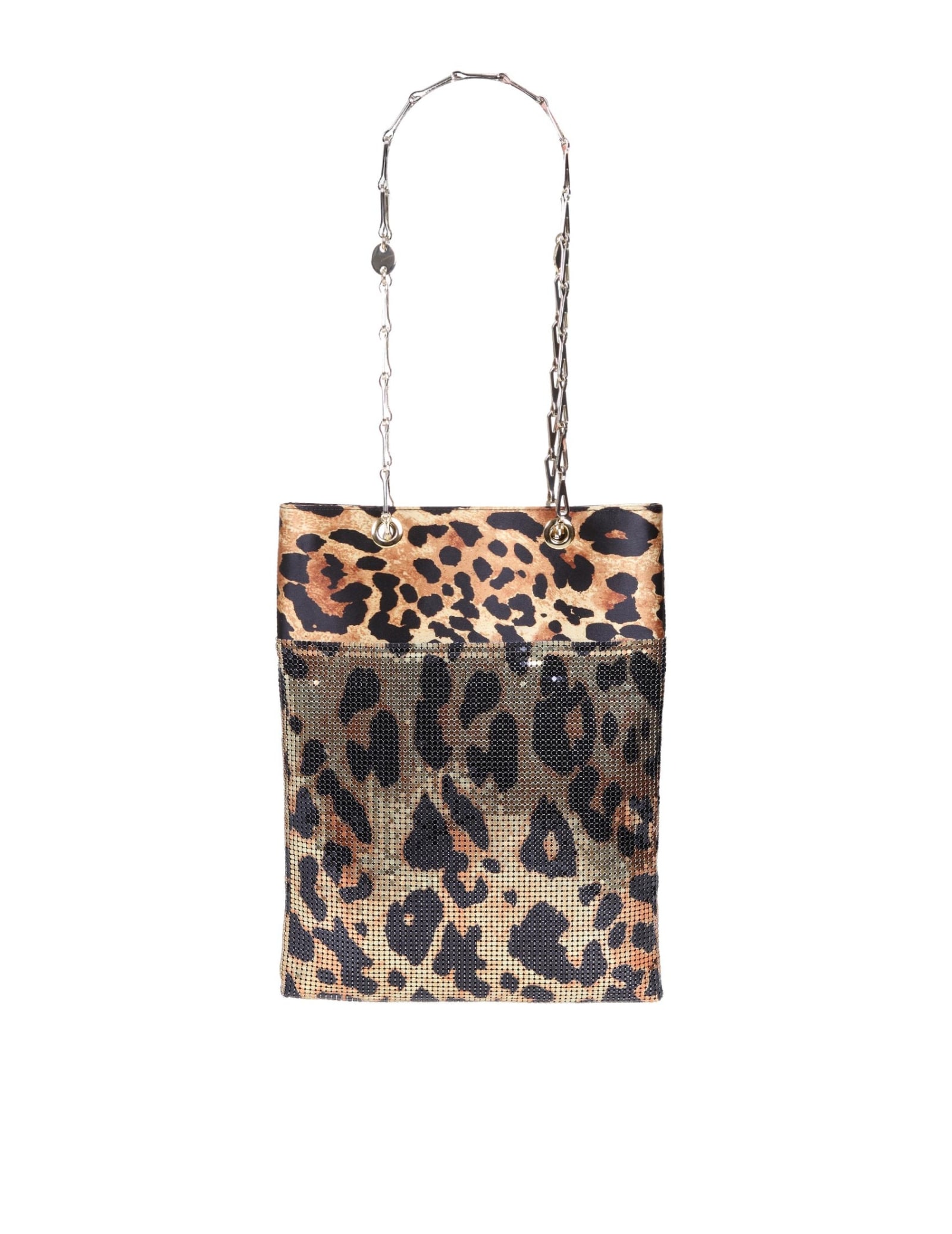 Paco Rabanne Shoulder Bag In Fabric With Leopard Print