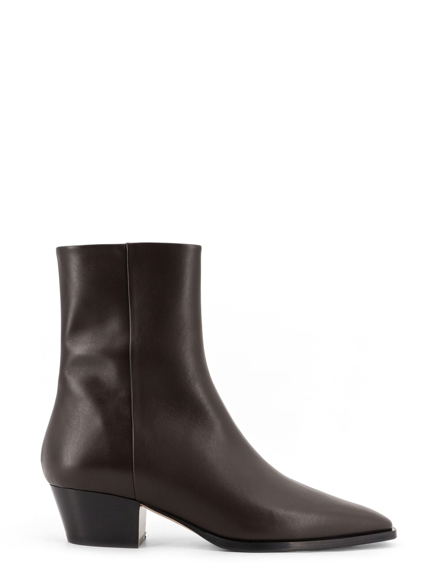 Aeyde Leather Ankle Boots Block Heel In Brown