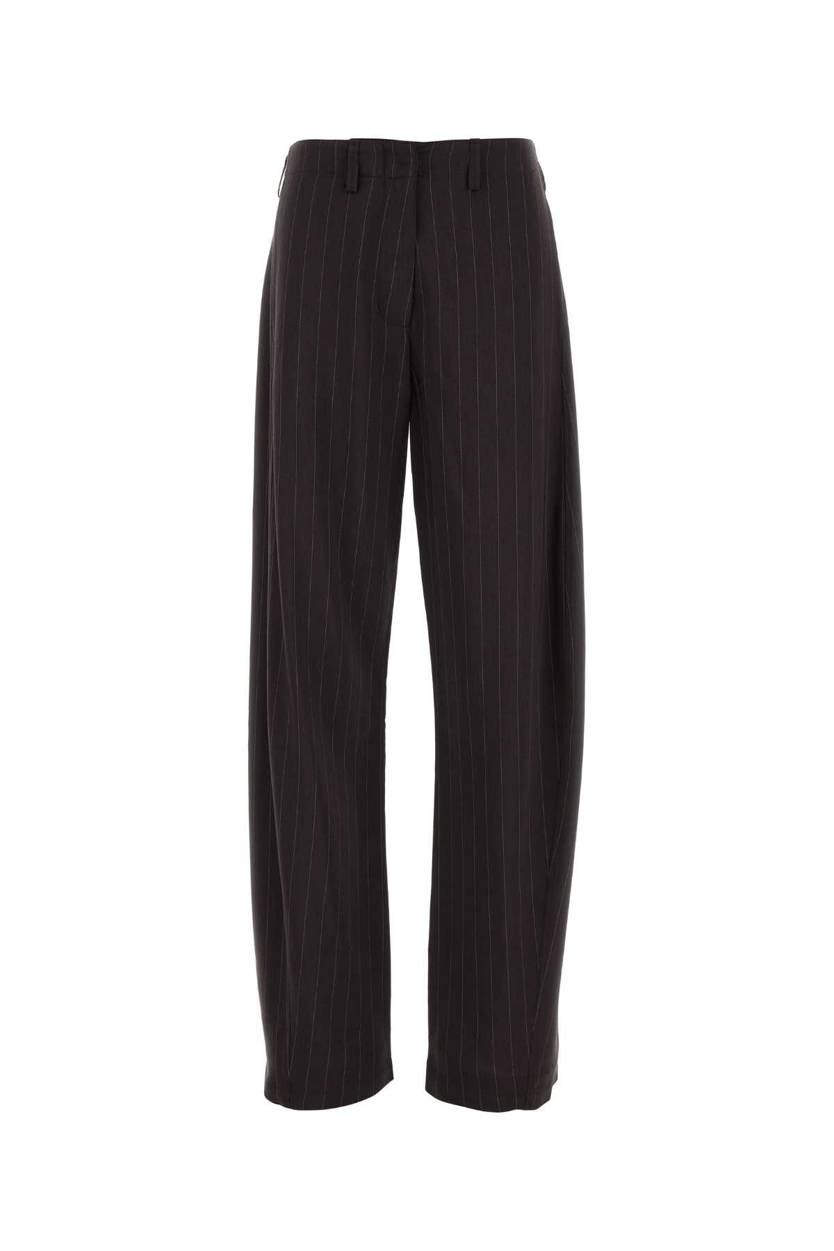 Magda Butrym Embroidered Wool Blend Pant In Brown