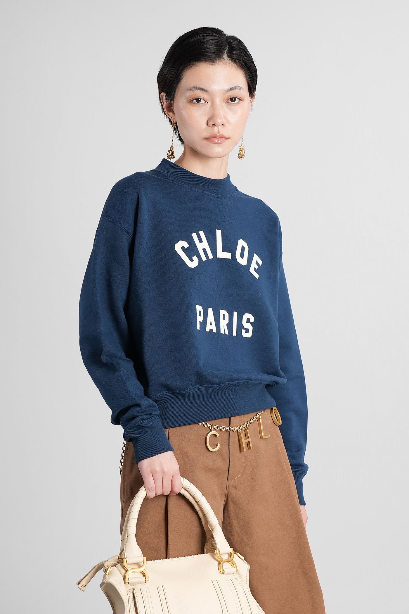 Chloé Sweatshirt In Blue Cotton