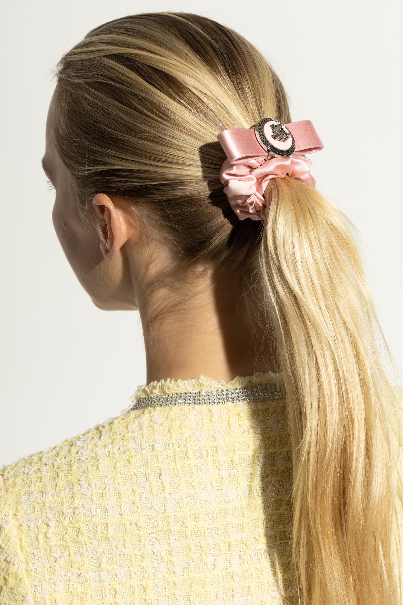 Versace Silk Hair Scrunchie In Pink