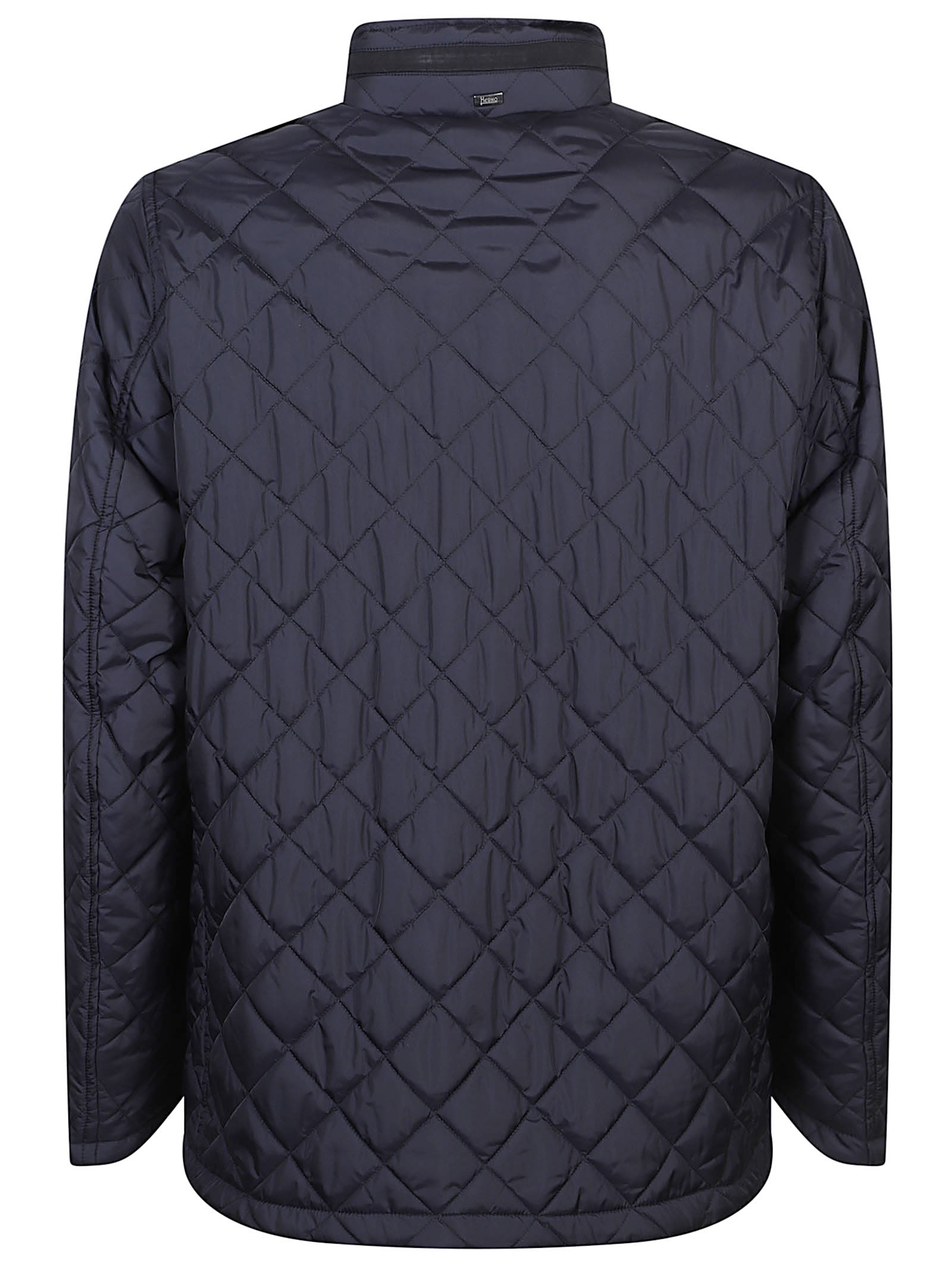 Herno Quilted Flap-pocket Puffer Jacket In Blue