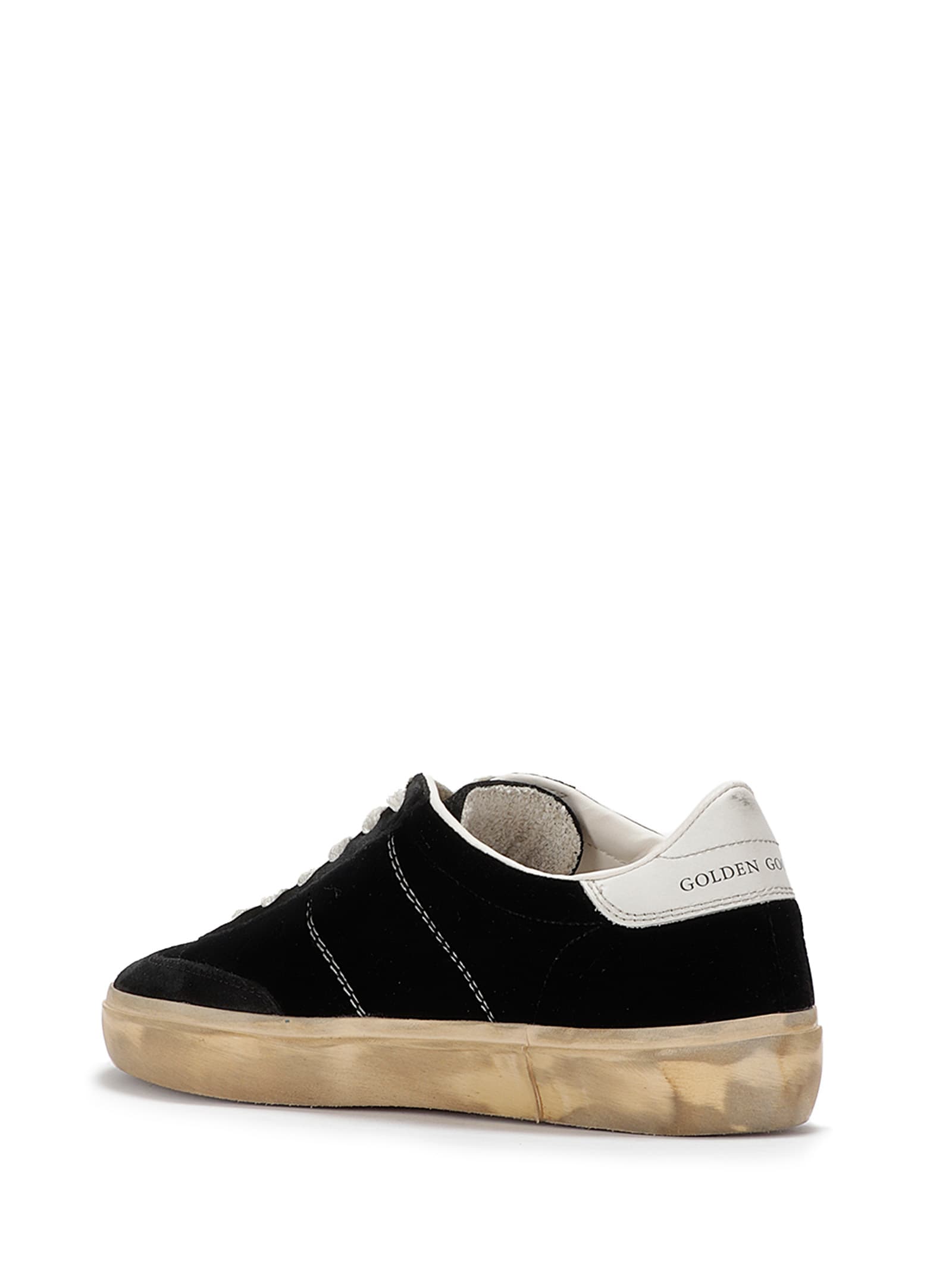 Shop Golden Goose Soul-star Velvet Upper Suede Hf Tongue Leather He In Black/milk