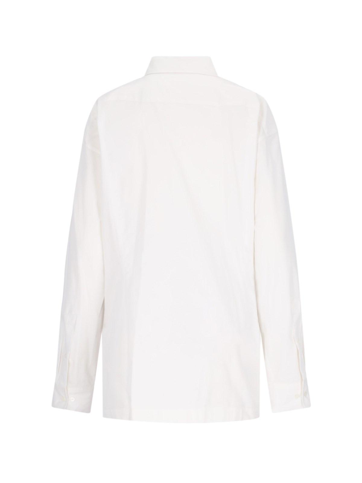 Shop Dries Van Noten Oversized Shirt With Rhinestones In White