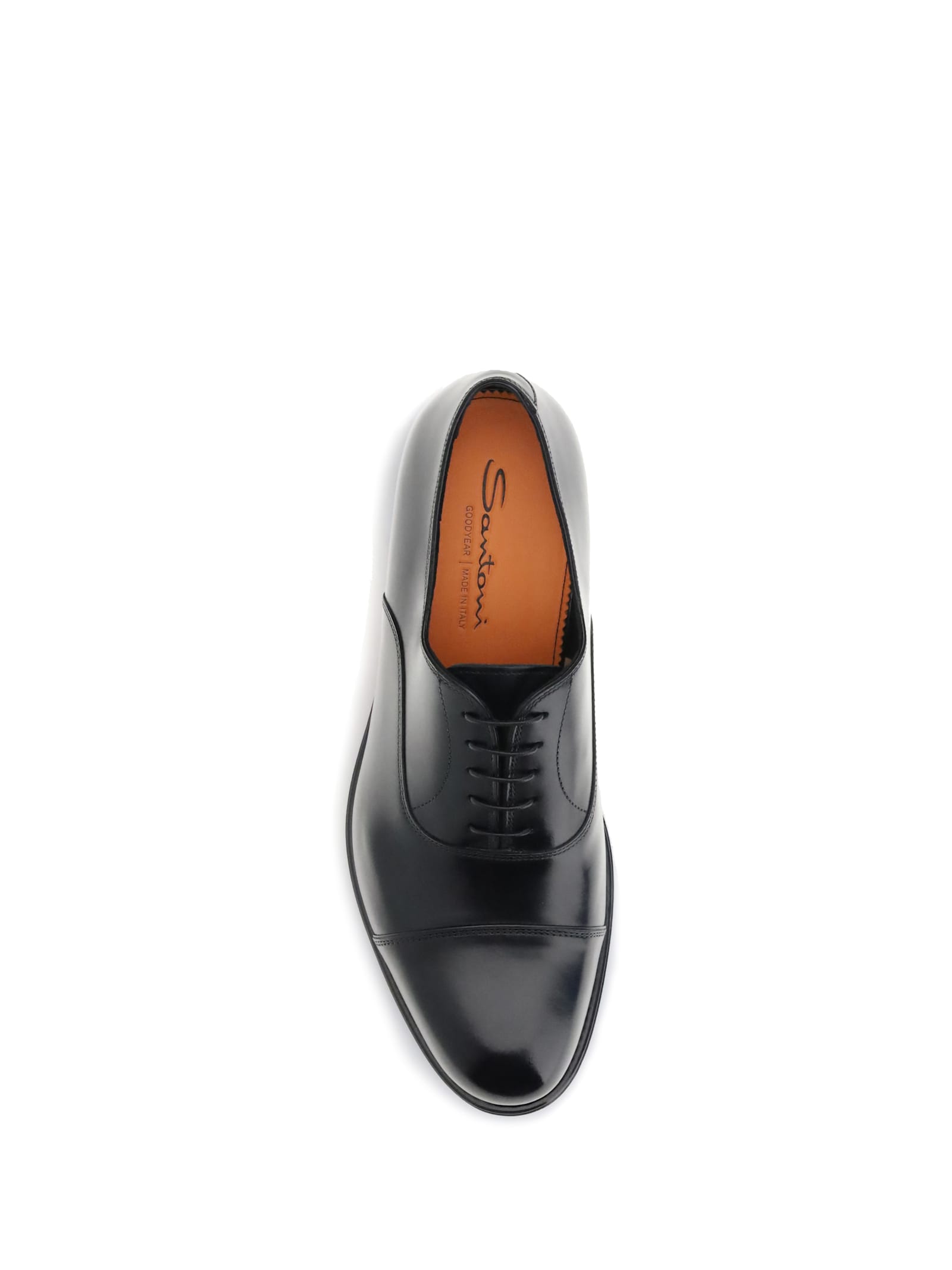 Santoni Leather Lace-ups In Black