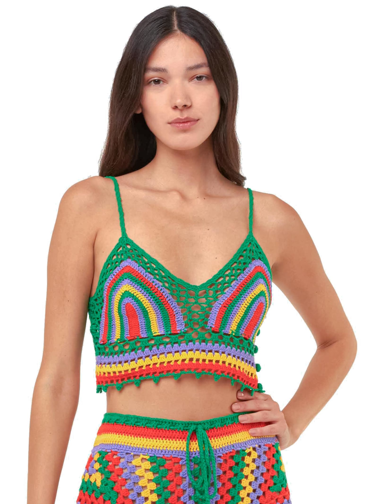 Mc2 Saint Barth Multicolor Crochet Top