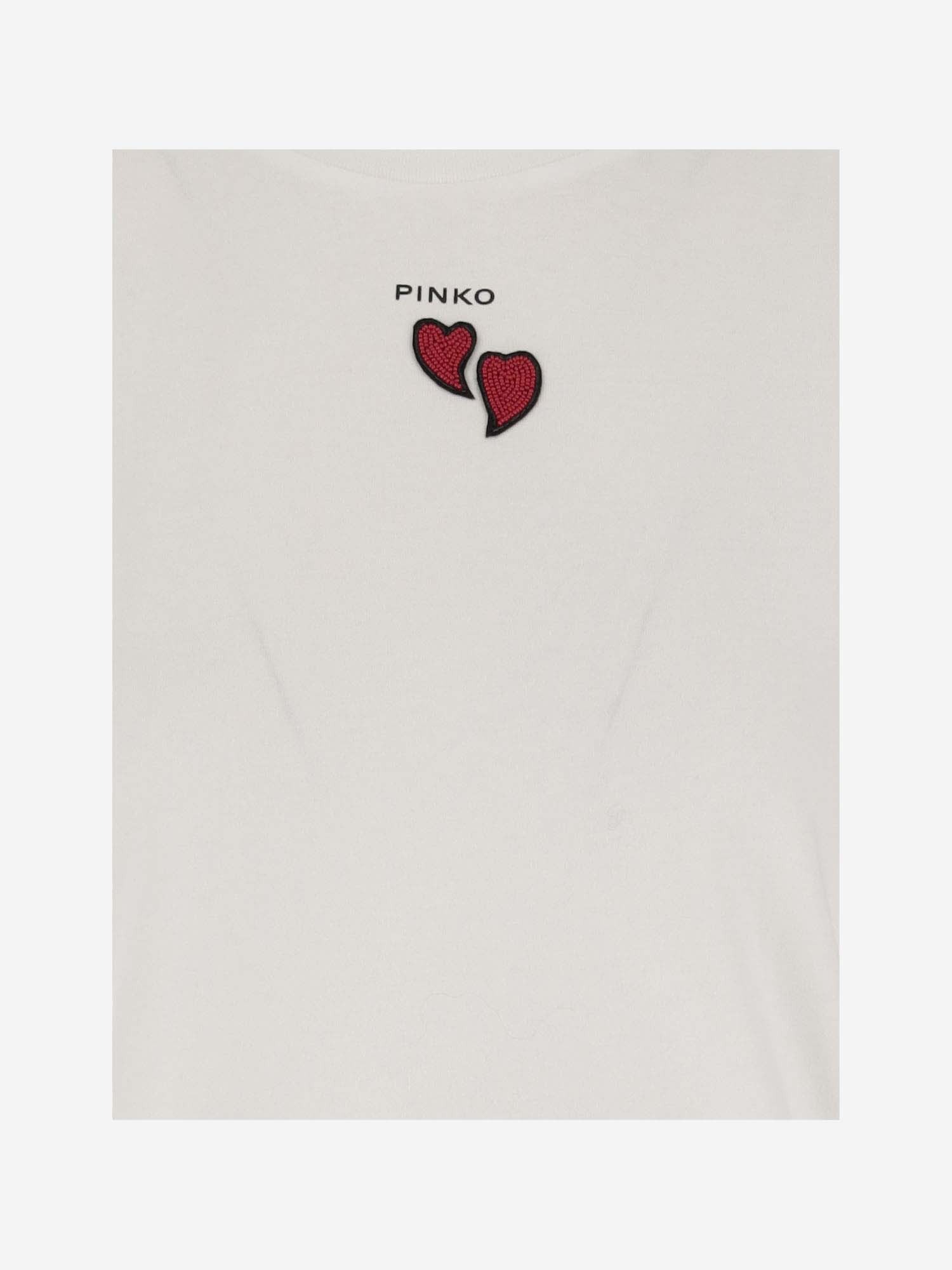 Shop Pinko Cotton T-shirt With Logo In Bianco