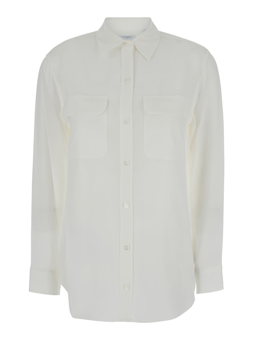 Shop Equipment Signature White Shirt With Patch Pockets In Silk Woman