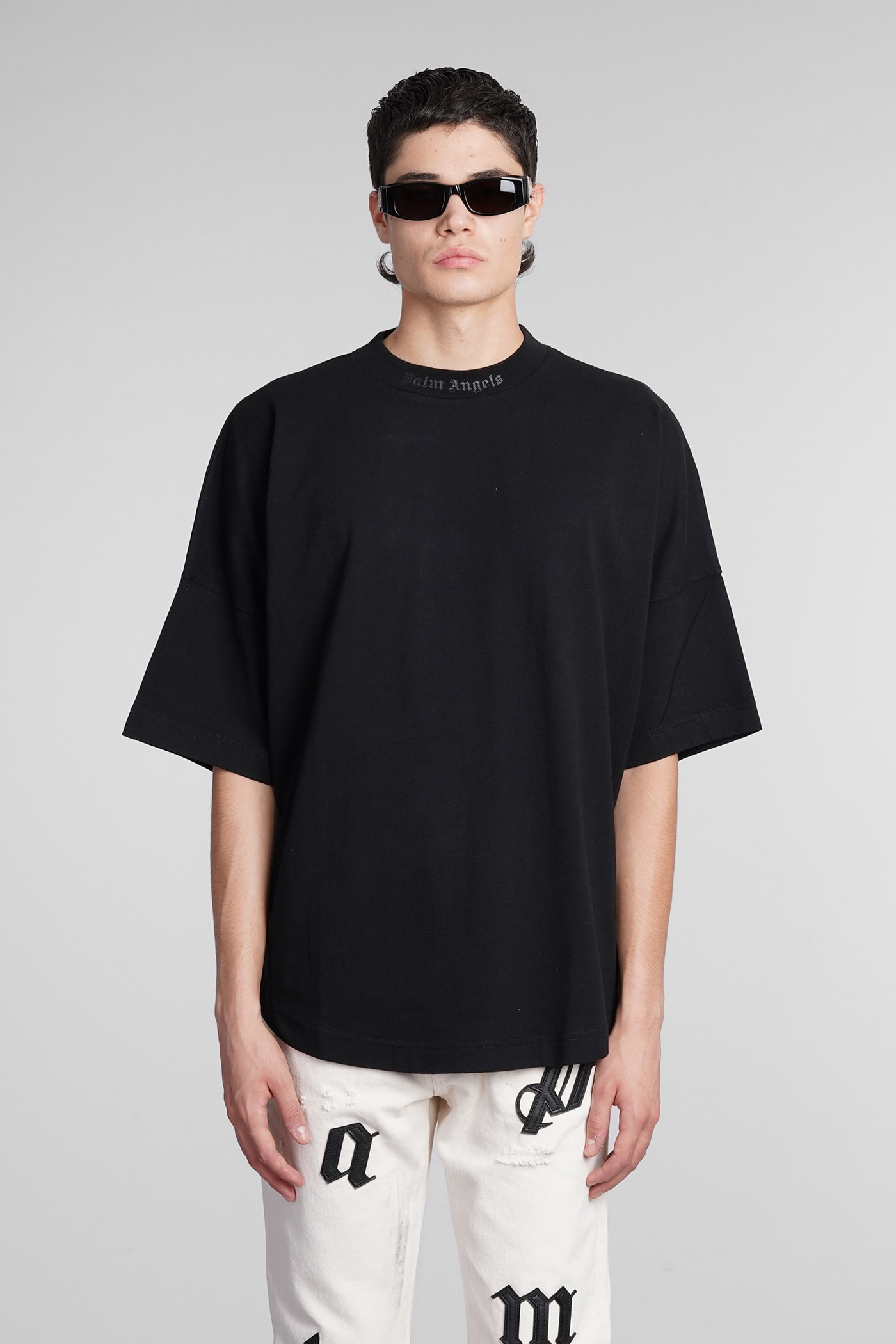 PALM ANGELS T-SHIRT IN BLACK COTTON