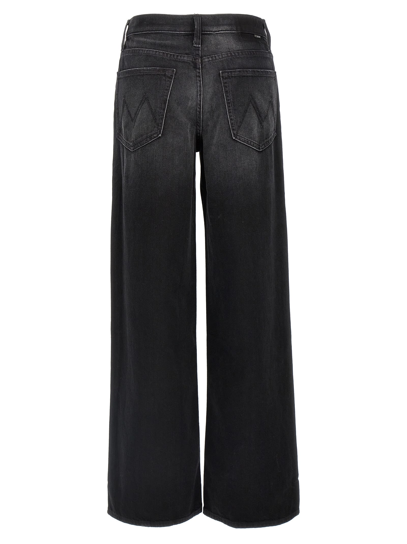 Mother Patch Pocket Rambler Zip Sneak Vroom Wide Straight Leg Jean In Black