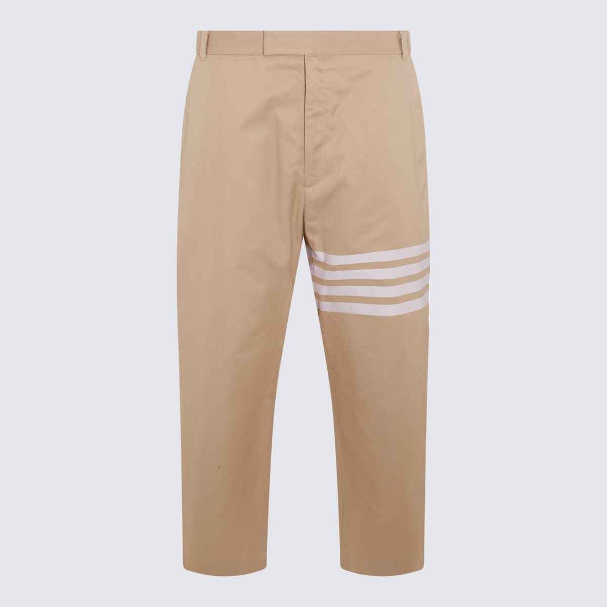 Shop Thom Browne Camel Cotton Pants In Brown