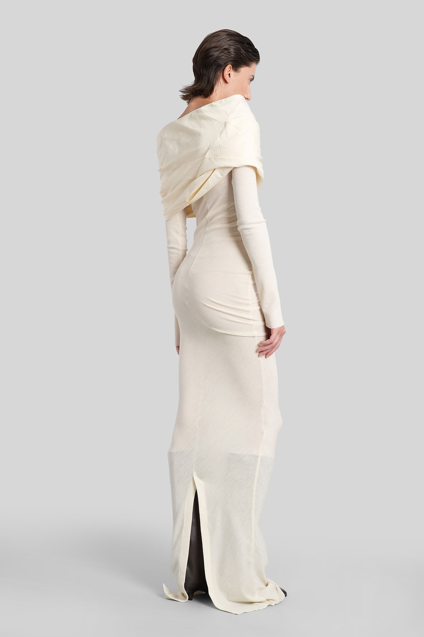 Entire Studios Cavalier Dress In Beige Wool In White