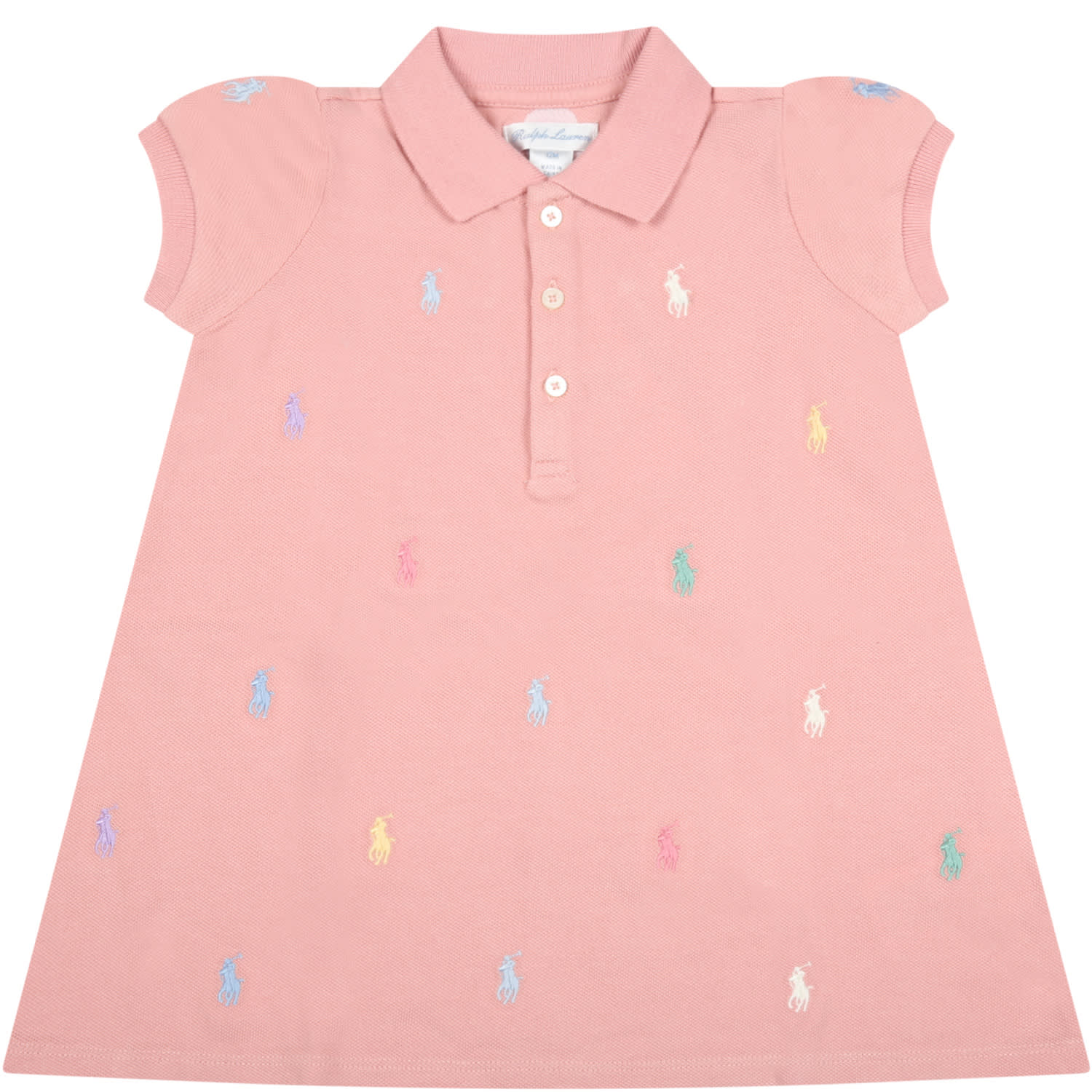 Ralph Lauren Pink Dress For Baby Girl With Pony Logo