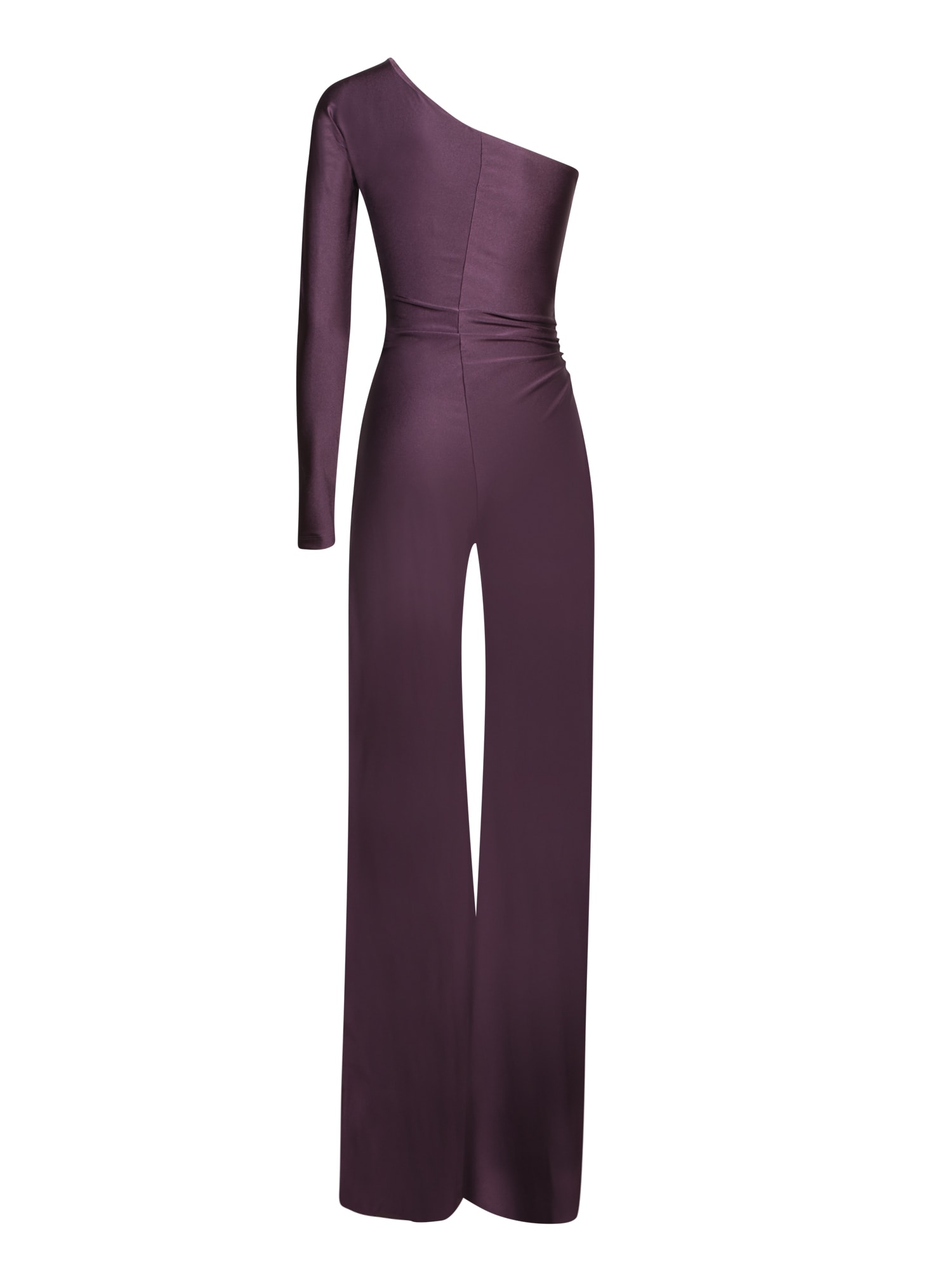 Shop Amen Purple Lycra Jumpsuit With Buckle In Bordeaux