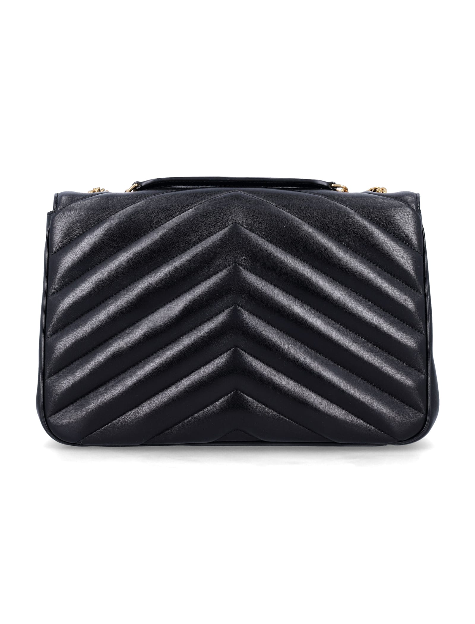 Saint Laurent Loulou Large Matelassé Lambskin Chain Bag In Black
