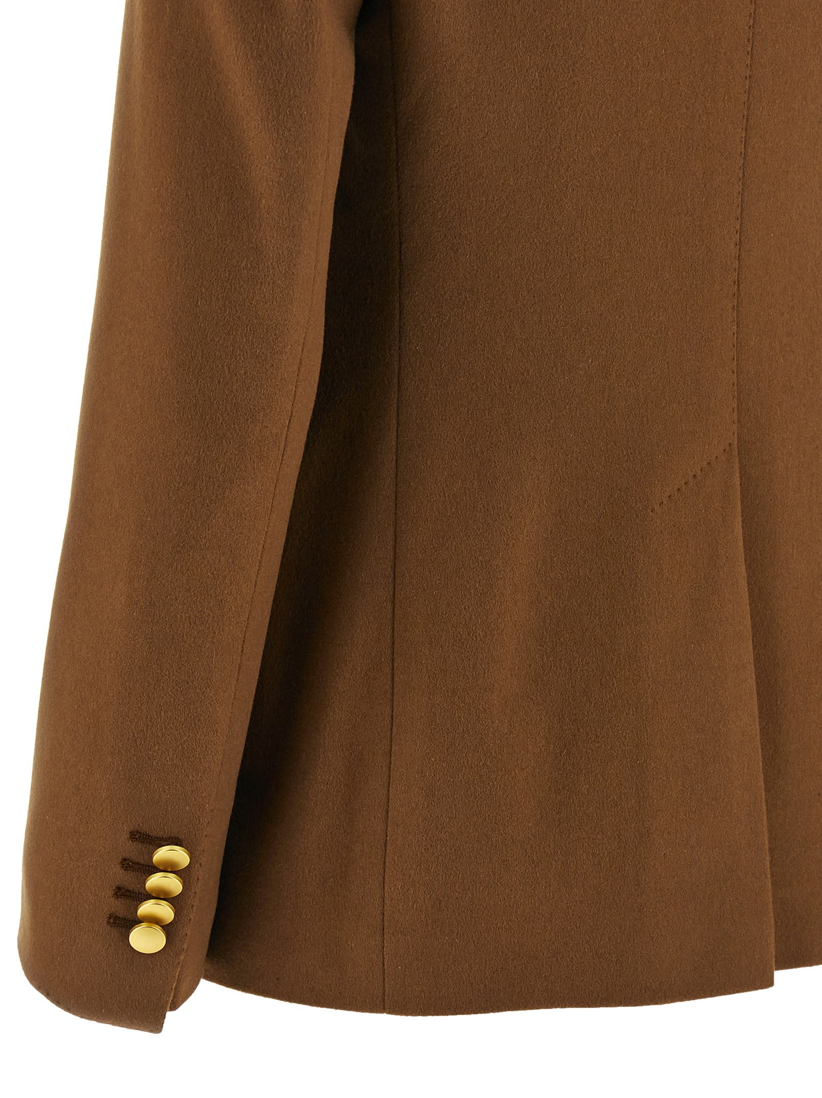 Tagliatore Double-breasted Peak-lapel Blazer In Brown
