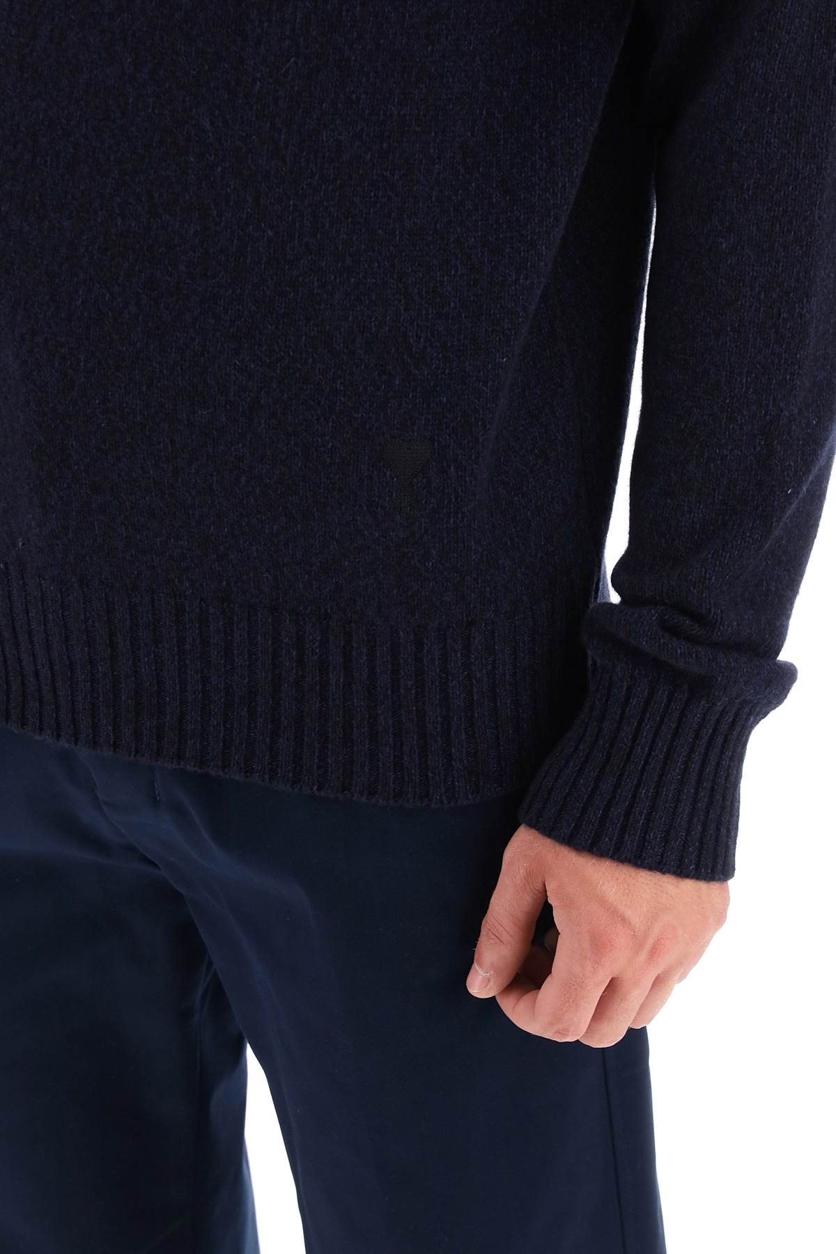 Shop Ami Alexandre Mattiussi Melange-effect Cashmere Turtleneck Sweater In Blue