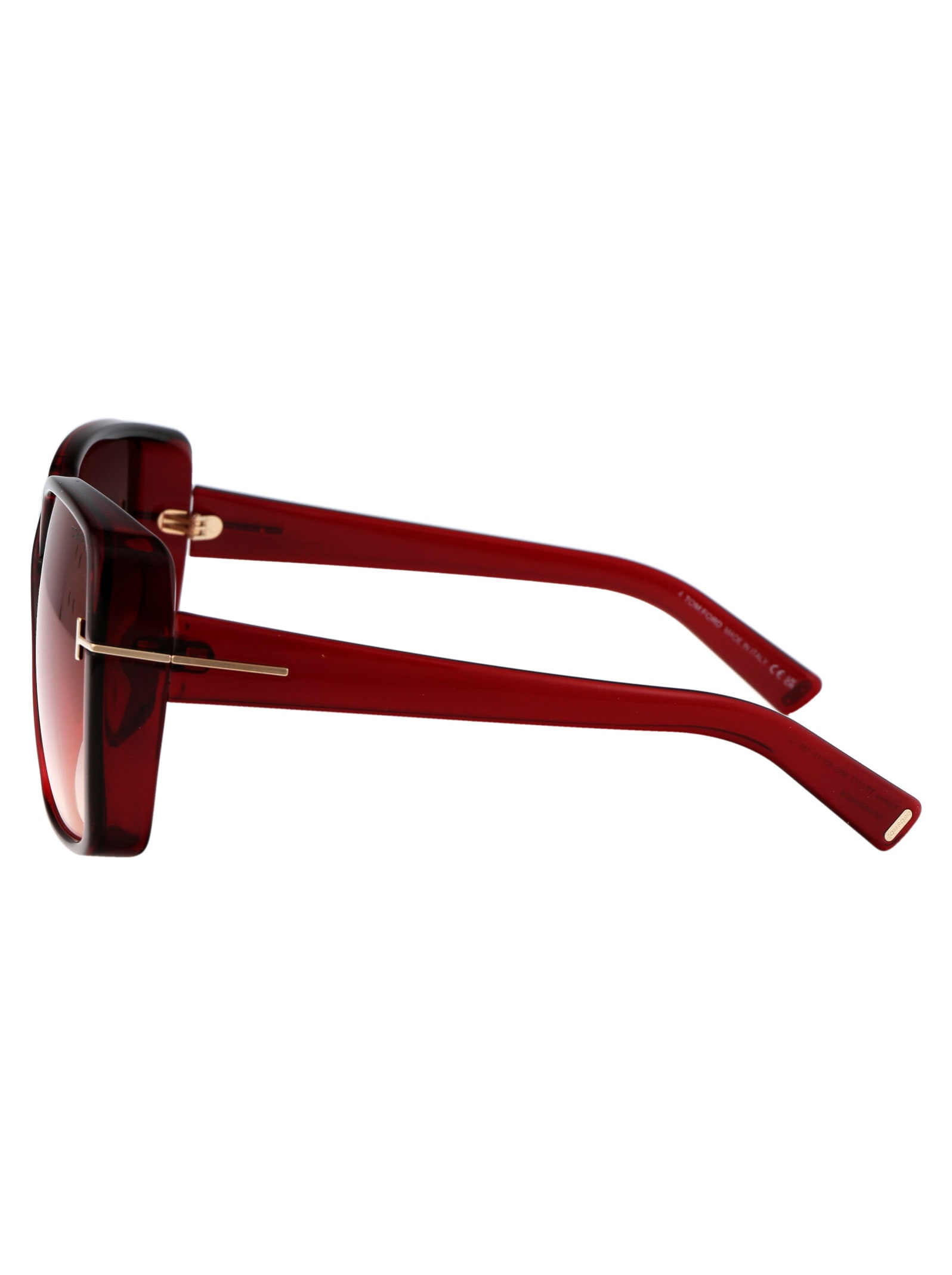 Shop Tom Ford Yvonne Sunglasses In 66g Rosso Luc / Marrone Specchiato