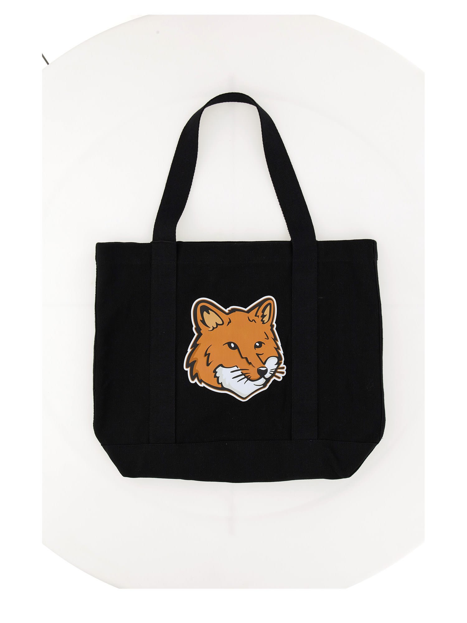 Maison Kitsuné Fox Head Print Bag In Nero