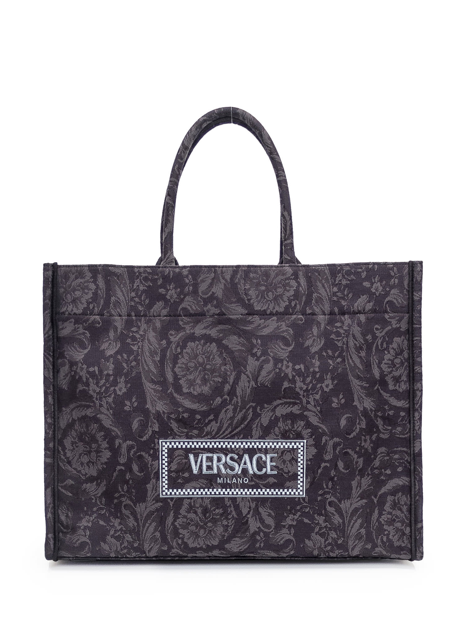 Shop Versace Shopper Athena Barocco Bag In Nero-oro
