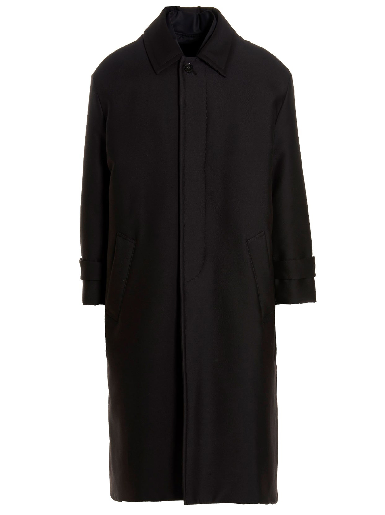Shop Valentino Pink Pp Collection Reversible Long Coat In Black