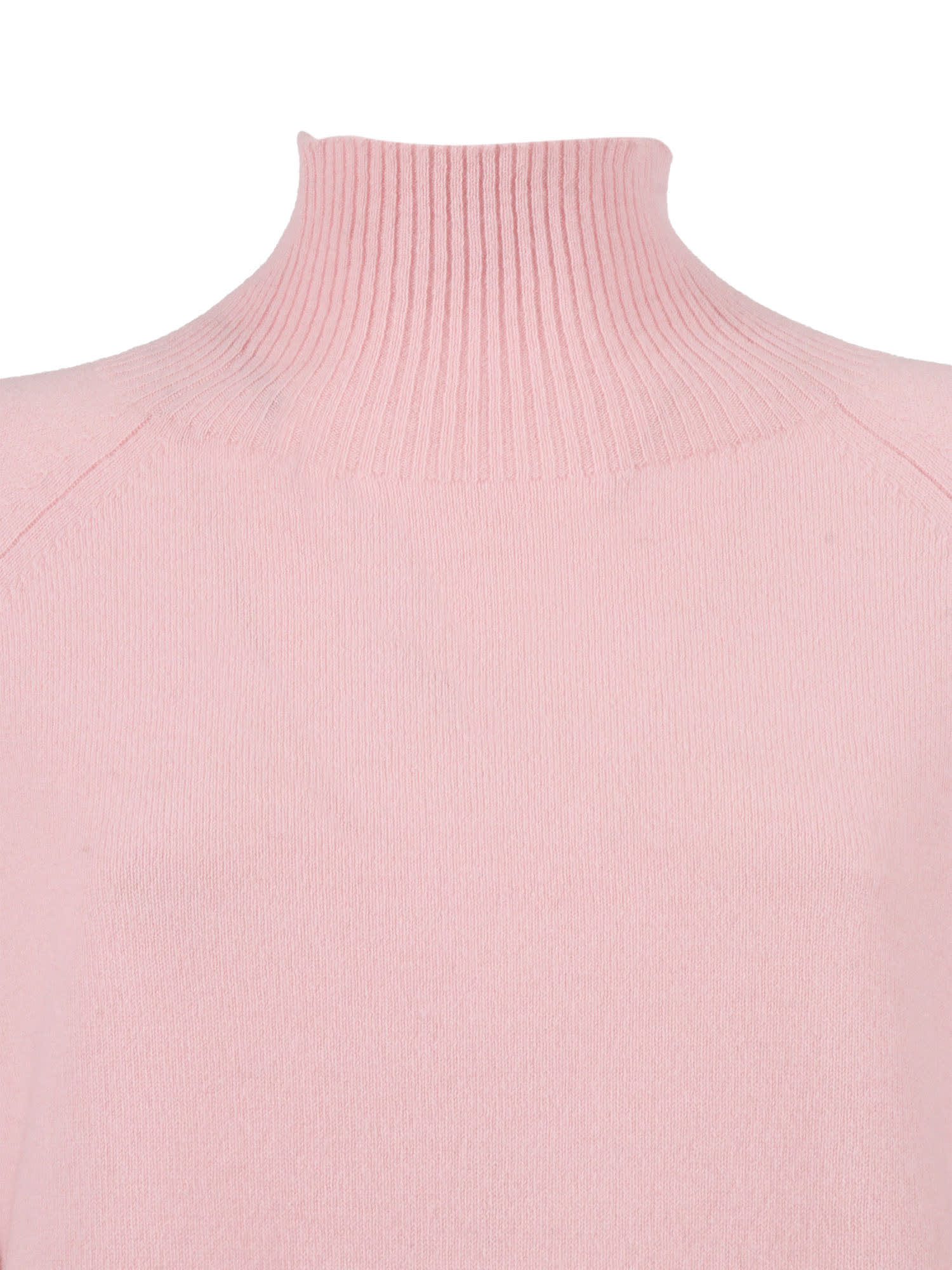 Kangra Cashmere Crater Neck Sweater With Raglan Sleeves And Vents In Pink
