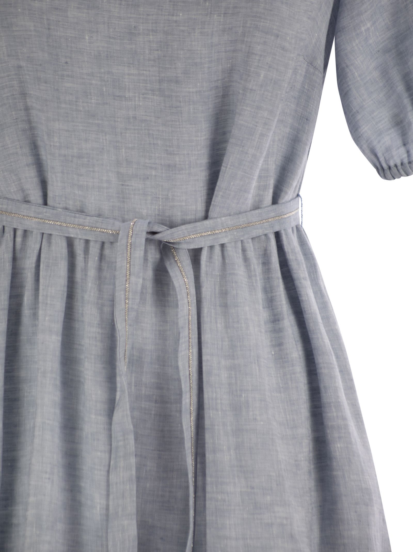 Shop Peserico Long Dress In Pure Linen