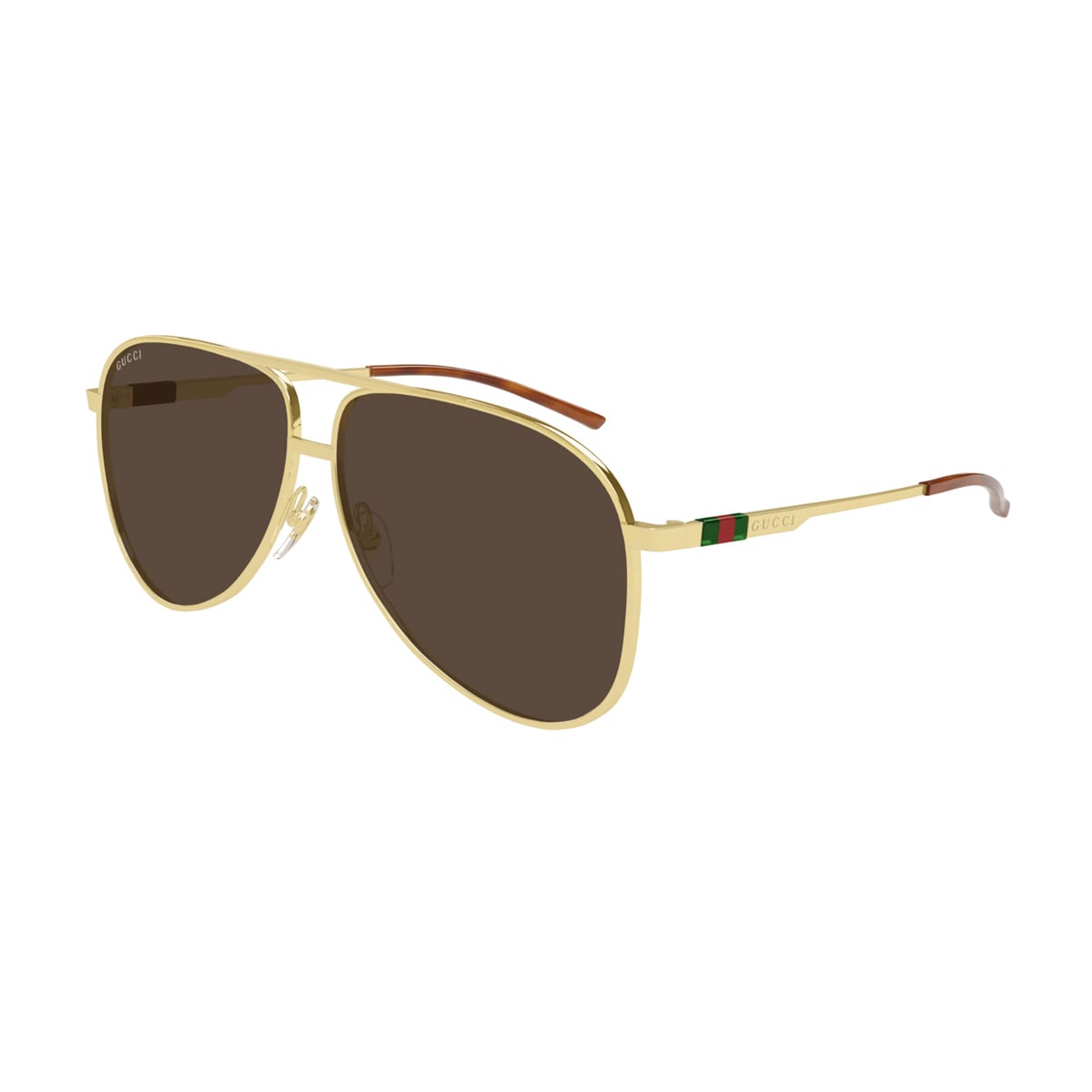 Shop Gucci Gg1677s Linea Web 002 Gold Brown Sunglasses In Oro